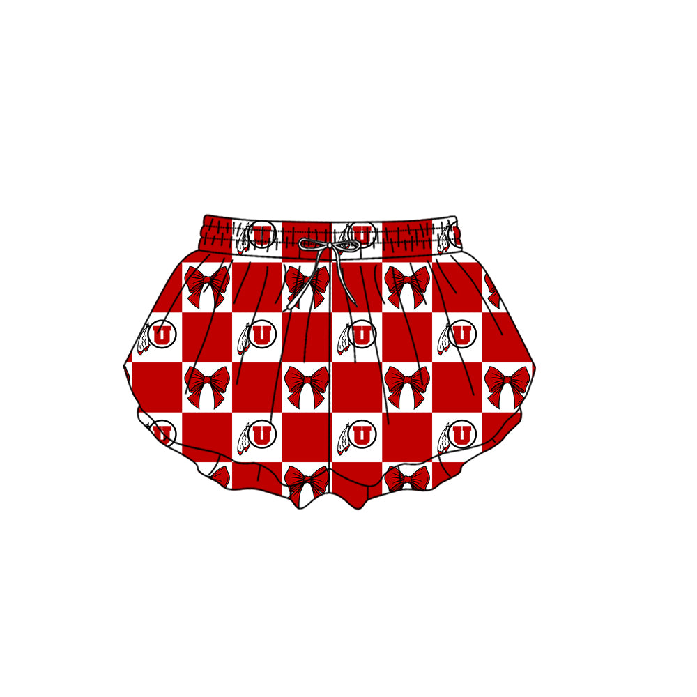 Custom moq 5 mix size Milk silk summer girls' three-piece set with letter bow print plaid sleeveless skirt including a dress and shorts