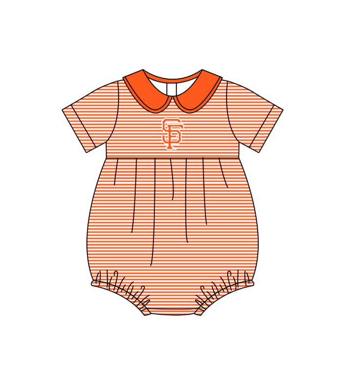 Custom moq 5 mix size milk silk summer teams Baby Boys And Girls Orange Short-Sleeved Shirt And Shorts Set Matching Striped Rompers Outfit Set