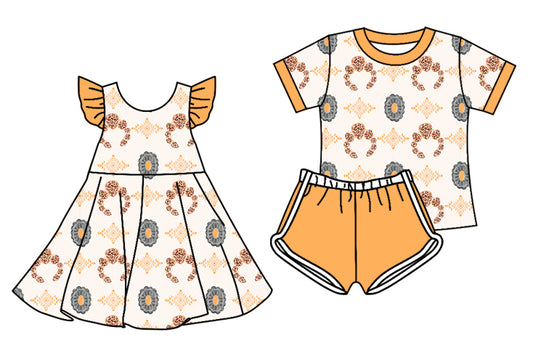 26.1.17 custom each style moq 5 eta 6-8week Sibling Sister baby short sleeve shorts sets and dress match design