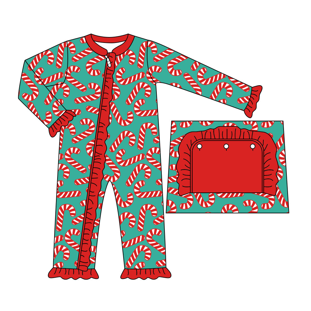 6.5 custom each style moq 5eta 4-6 week Sibling Sister Christmas Cane red girls pajamas outfits and romper match family design
