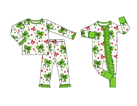 25.7.22 custom each style moq 5eta 4-6week Sibling Sister Christmas bow baby girl long sleeve pants sets and rompers match family design