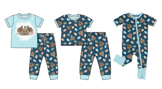 11.22 custom each style moq 5eta 4-6week Sibling Sister HE IS RISEN baby girl sets and sets 2 and rompers match family design