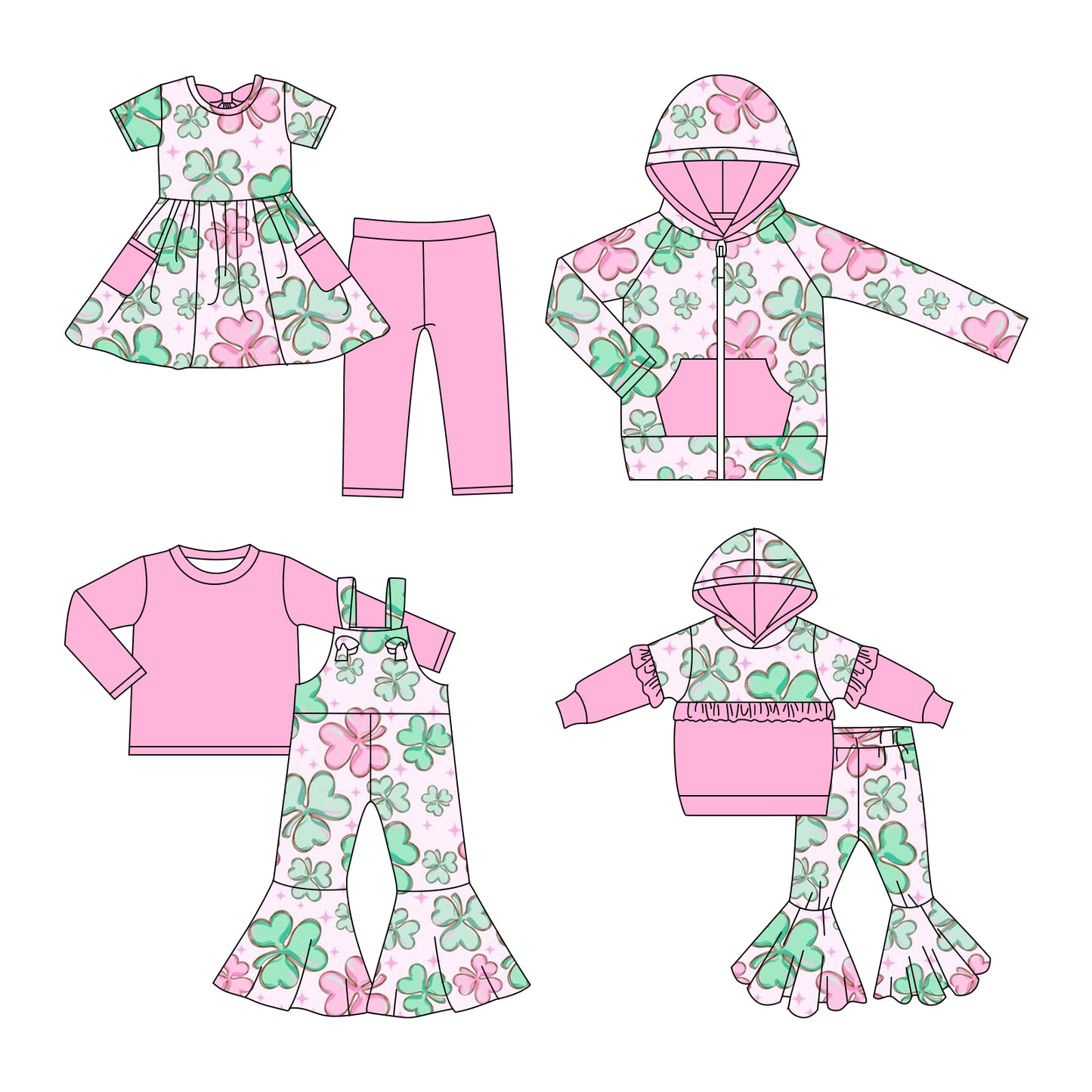 25.11.7 custom each style moq 5 eta 6-8week Sibling Sisters baby girl hooded long sleeve pants sets and top and and short pants sets and jumpsuit set match family design