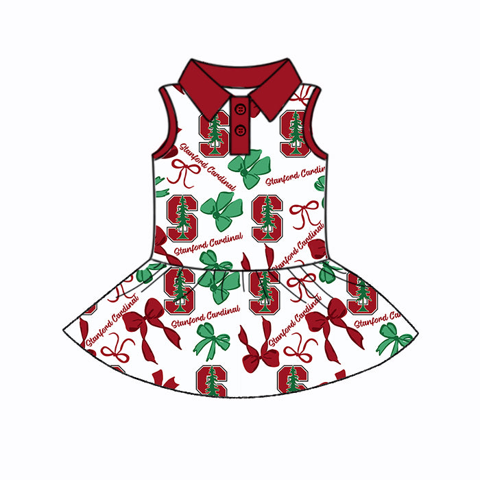 Custom moq 5 mix sizes summer teams baby girls clothes team brick red short sleeve skirts shorts sets dress 1 and dress 2 and dress 3 and dress 4-25.5.24