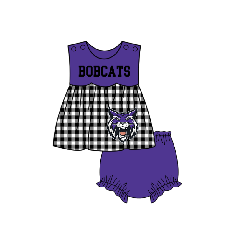 Custom moq 5 mix size milk silk summer teams baby girl boys clothes Purple Black and white checkered short sleeve shorts sets 3 and dress and rompers 2 series