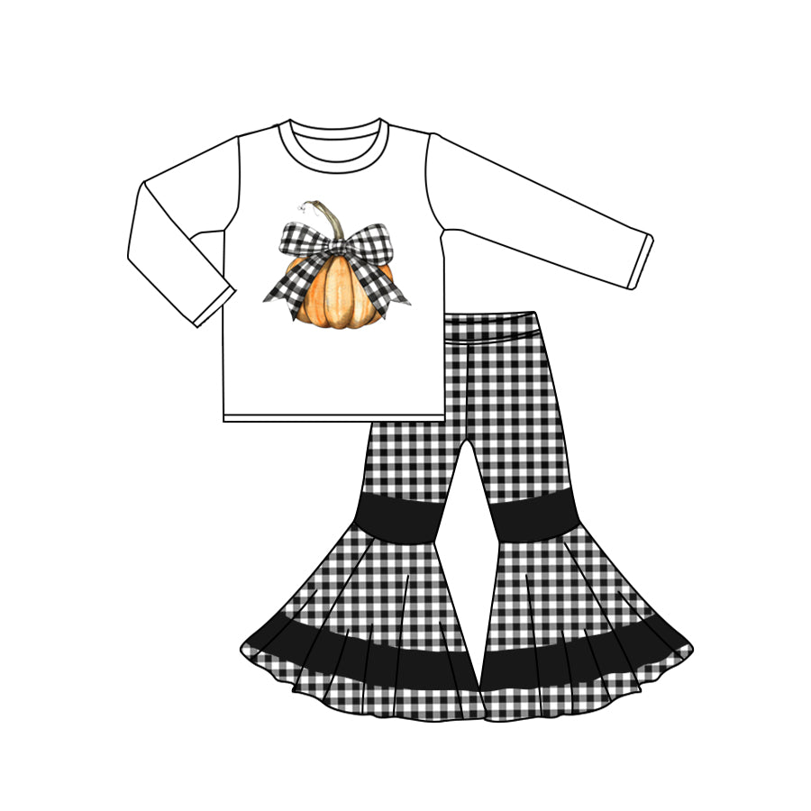 6.11 custom each style moq 5eta 4-6week baby girls clothes pumpkin long sleeve pants outfits