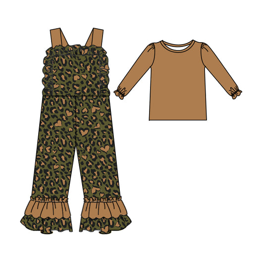 9.20 custom each style moq 5eta 4-6week baby girls clothes khaki long sleeve suspender jumpsuits sets