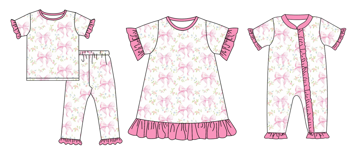 12.18 custom each style moq 5eta 4-6week Sibling Siste bow floral baby girl sets and dress and rompers match family design