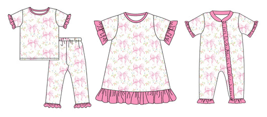 12.18 custom each style moq 5eta 4-6week Sibling Siste bow floral baby girl sets and dress and rompers match family design