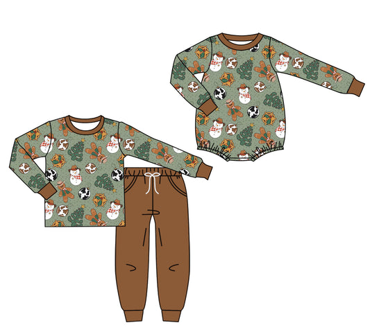 25.7.26 custom each style moq 5eta 4-6week Sibling Sister Christmas baby boy long sleeve pants sets and rompers match family design