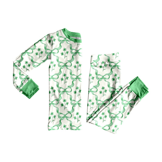 25.9.4 custom each style moq 5eta 4-6week Sibling Sisters bow flroal green baby girl clothes long sleeve pants sets and romper match family design