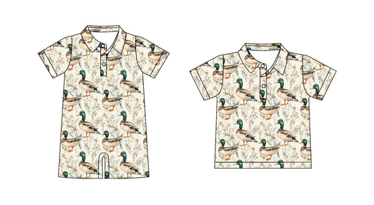 3.20 custom each style moq 5eta 4-6week Sibling Sister duck baby boy rompers and top match family design