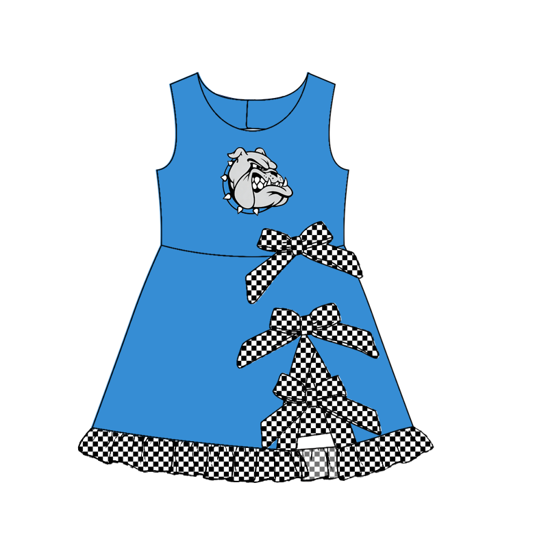 custom moq 5 mix size MSD070805 Baby Girls Summer Checked Bows Yoga Short Scallop Knee Length Active Dress