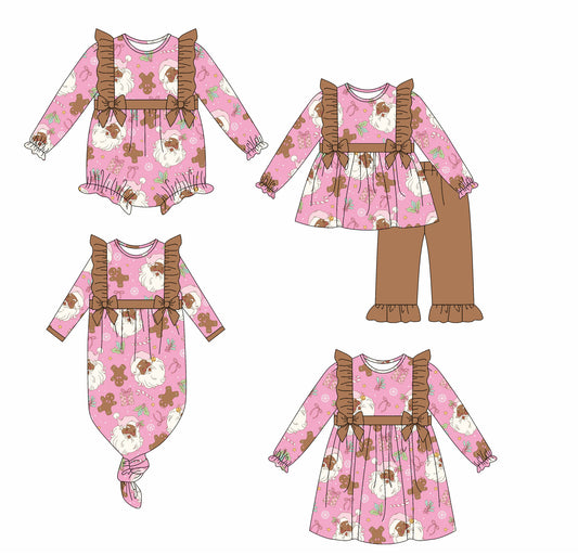 25.6.14 custom each style moq 5eta 4-6week Sibling Sisters Christmas baby girl long sleeve pants sets and dress and rompers and nightgown match family design