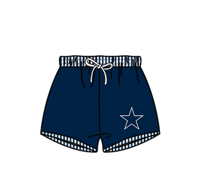 Custom moq 5 mix size milk silk summer teams baby girl boys clothes Navy Blue Two-Piece Swimsuit Set One Piece Swimsuits boy swim trunks
