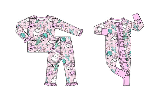 25.8.7 custom each style moq 5eta 4-6week Sibling Sister catcus baby girl long sleeve pants sets and rompers match family design