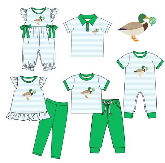 25.10.23 custom each style moq 5 eta 6-8week Sibling Sister duck baby short sleeve pants sets 2 and romper 2 and top match design