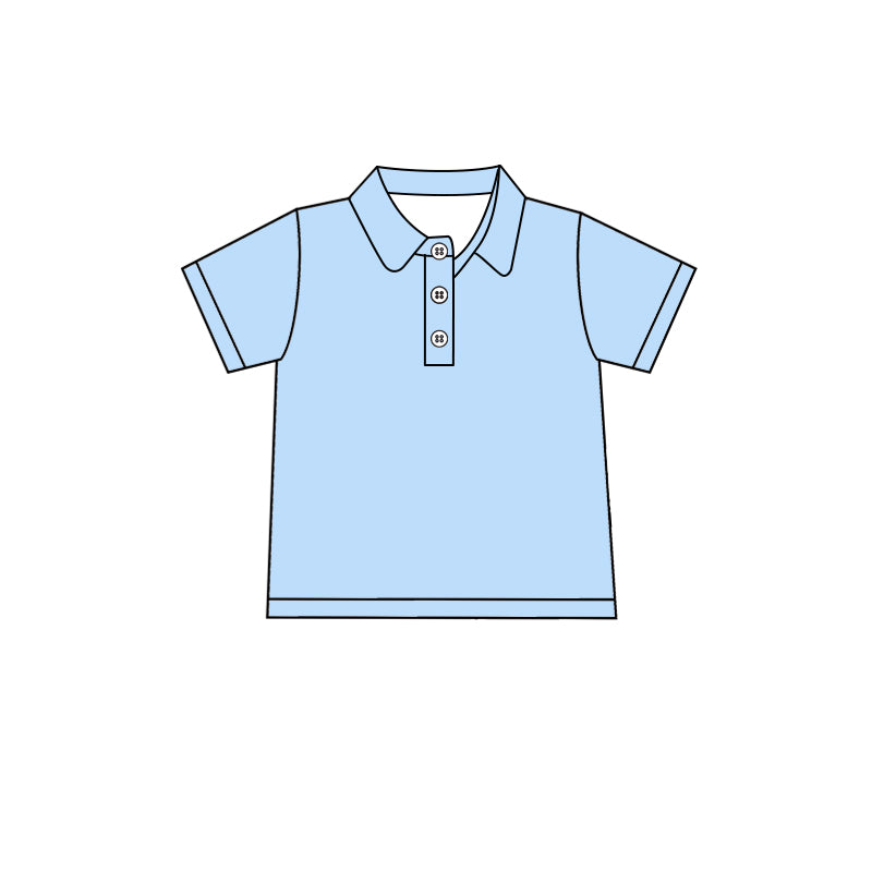 Custom moq 5 boys Blank Cotton short-sleeved polo shirt Light Sky Blue Short-Sleeve Polo Shirt