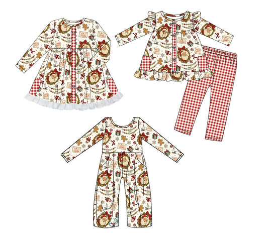 25.8.11 custom each style moq 5eta 4-6week Sibling Sisters Christmas baby girl long sleeve pants sets and dress and jumpsuit match family design