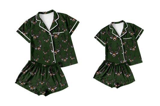 12.16 custom each style moq 5eta 4-6week Sibling Sister deer baby boys short sleeve shorts sets and adult sets match design