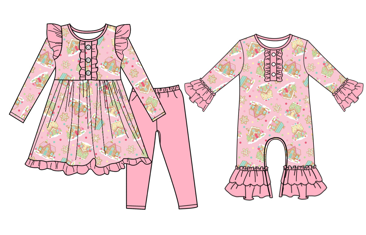 25.7.3 custom each style moq 5eta 4-6week Sibling Sisters Christmas baby girl long sleeve pants sets and rompers match family design