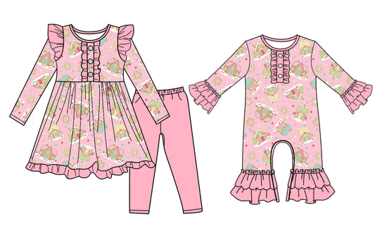 25.7.3 custom each style moq 5eta 4-6week Sibling Sisters Christmas baby girl long sleeve pants sets and rompers match family design