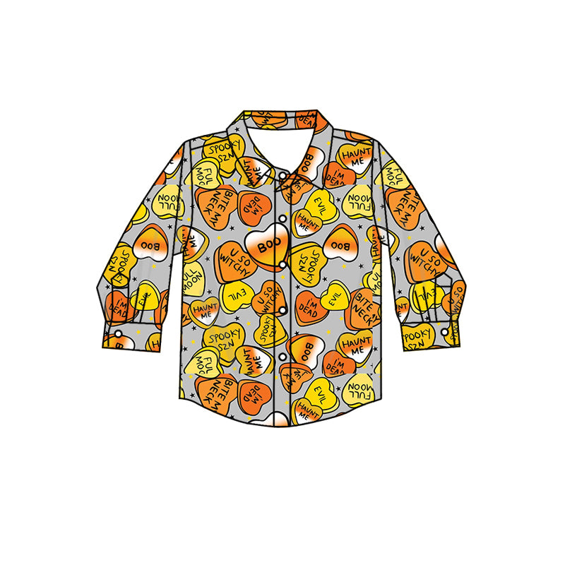 8.9 custom each style moq 5 eta 4-6week baby boys clothes boo orange buttom long sleeve top