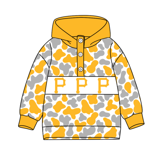 2-Custom moq 8 mix size milk silk summer team baby boy clothes camouflage yellow hooded long sleeve top-25.10.9