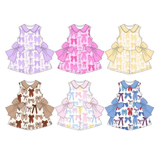 4.1 custom each style moq 5eta 4-6week Sibling Sisters baby girl short sleeve jumpsuit 1 and jumpsuit 6 match family design