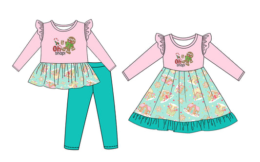 25.6.12 custom each style moq 5eta 4-6week Sibling Sisters Christmas baby girl long sleeve pants sets and dress match family design