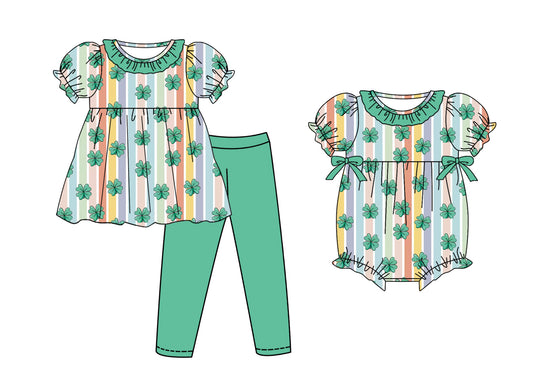 25.10.22 custom each style moq 5 eta 6-8week Sibling Sisters baby girl clothes short sleeve pants sets and romper match family design