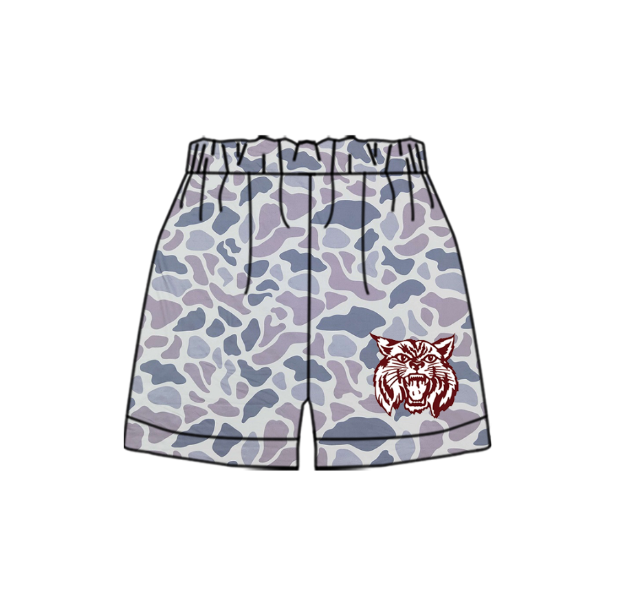 Custom moq 5 mix size milk silk summer teams Camouflage Shorts Gray Color Kids Clothing