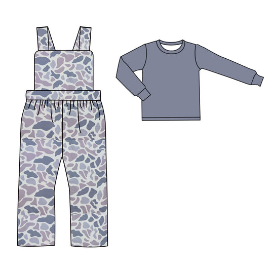 9.16 custom each style moq 5eta 4-6week baby girls clothes camouflage gray long sleeve suspender jumpsuit sets