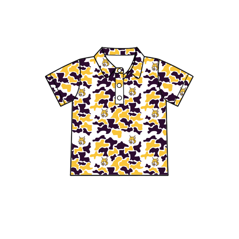 custom moq 5 mix size MSD073009 Baby Boys Camo Print Short Sleeve Polo Shirt Team Tops