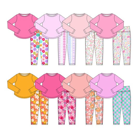 25.10.18 custom each style moq 5 eta 6-8week Sibling Sisters baby girl long sleeve pants sets 8 match family design