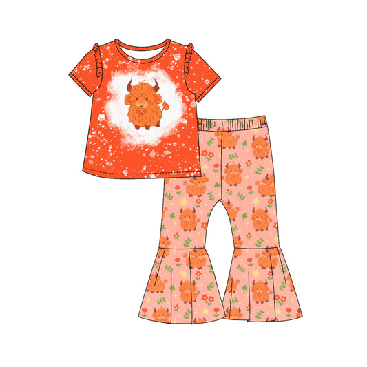 10.15 custom each style moq 5eta 4-6week Sibling Sister alpine floral orange baby girl sets and dress and rompers match family design
