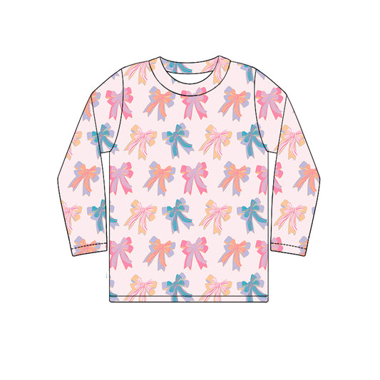 10.19 custom each style moq 5 eta 4-6week Sibling Sister bow pink baby girls clothes long sleeve top and long sleeve romper match family design