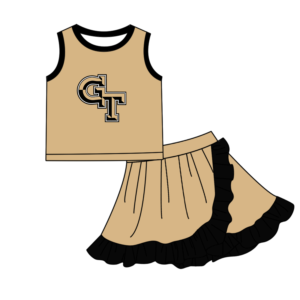 custom moq 5 mix size MSD072709 Baby Girls Sleeveless Top Skort Two Piece Yoga Active Clothes Set
