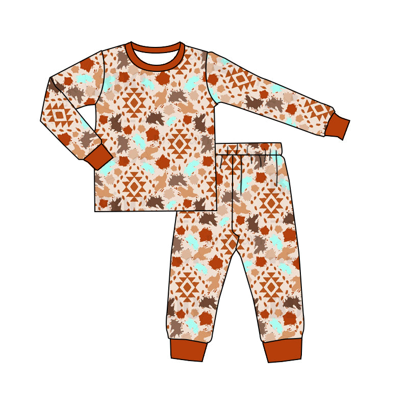 5.14custom each style moq 5eta 4-5week Sibling Sister Peruvian Inca style prints brown boys outfits match family design