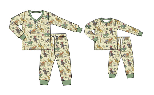 25.5.13 custom each style moq 5eta 4-6week Sibling Sister riding horse long sleeve pants sets and adult sets match design