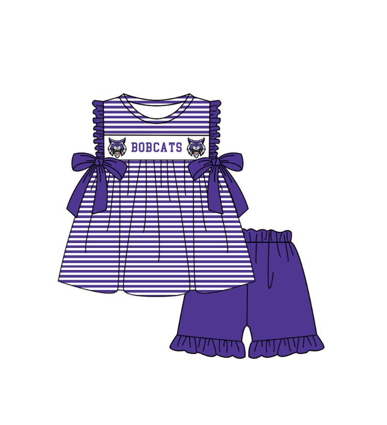 Custom moq 5 mix size milk silk summer teams baby girl boys clothes Purple short sleeve shorts sets 2 and brief sets and dress and rompers 2 series