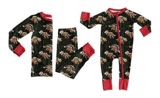 25.8.28 custom each style moq 5eta 4-6week Sibling Sisters Christmas dinosaur baby boy clothes long sleeve pants sets and romper match family design