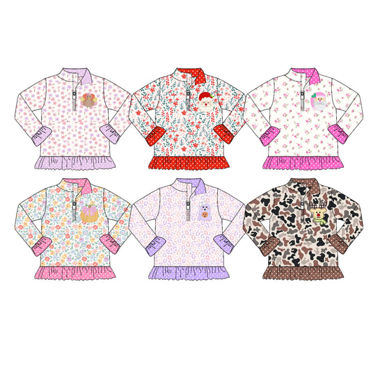 25.7.5 custom each style moq 5eta 4-6week Sibling Sister baby girl long sleeve top 1 and top 6 match family design