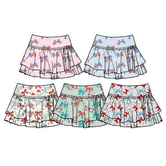 Custom moq 5 mix size Baby Skirt Print Bow Girl Skirt  Summer Wear for Kids