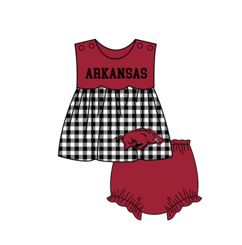 Custom moq 5 mix size milk silk summer teams baby girl boys clothes Red Black and white checkered short sleeve shorts sets 3 and dress and rompers 2 series