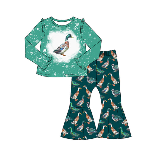 9.24 custom each style moq 5eta 4-6week Sibling Sister ducks green baby girl sets and dress and rompers match family design