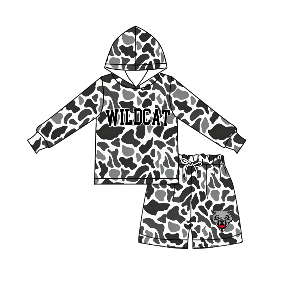 custom moq 5 mix size MSD072205 Baby Kids Camo Long Sleeve Hoodie Top Shorts Team Set