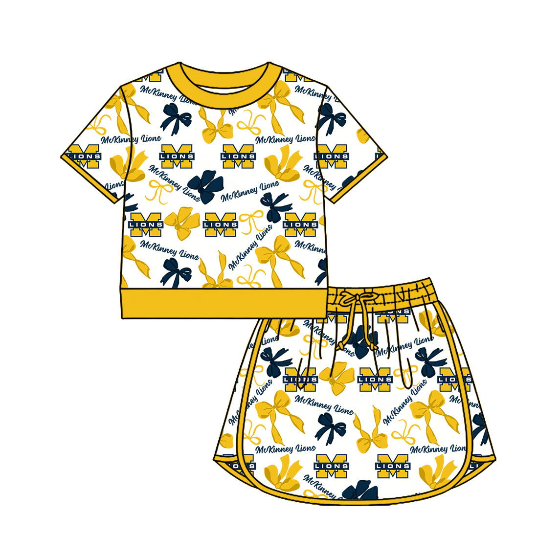 Custom moq 5 mix size milk silk summer teams Girls Polka Dot Top Shorts Set Top Skirt Short Set Zipper Pullover Jogger Pants Set Yellow Pullover Tops