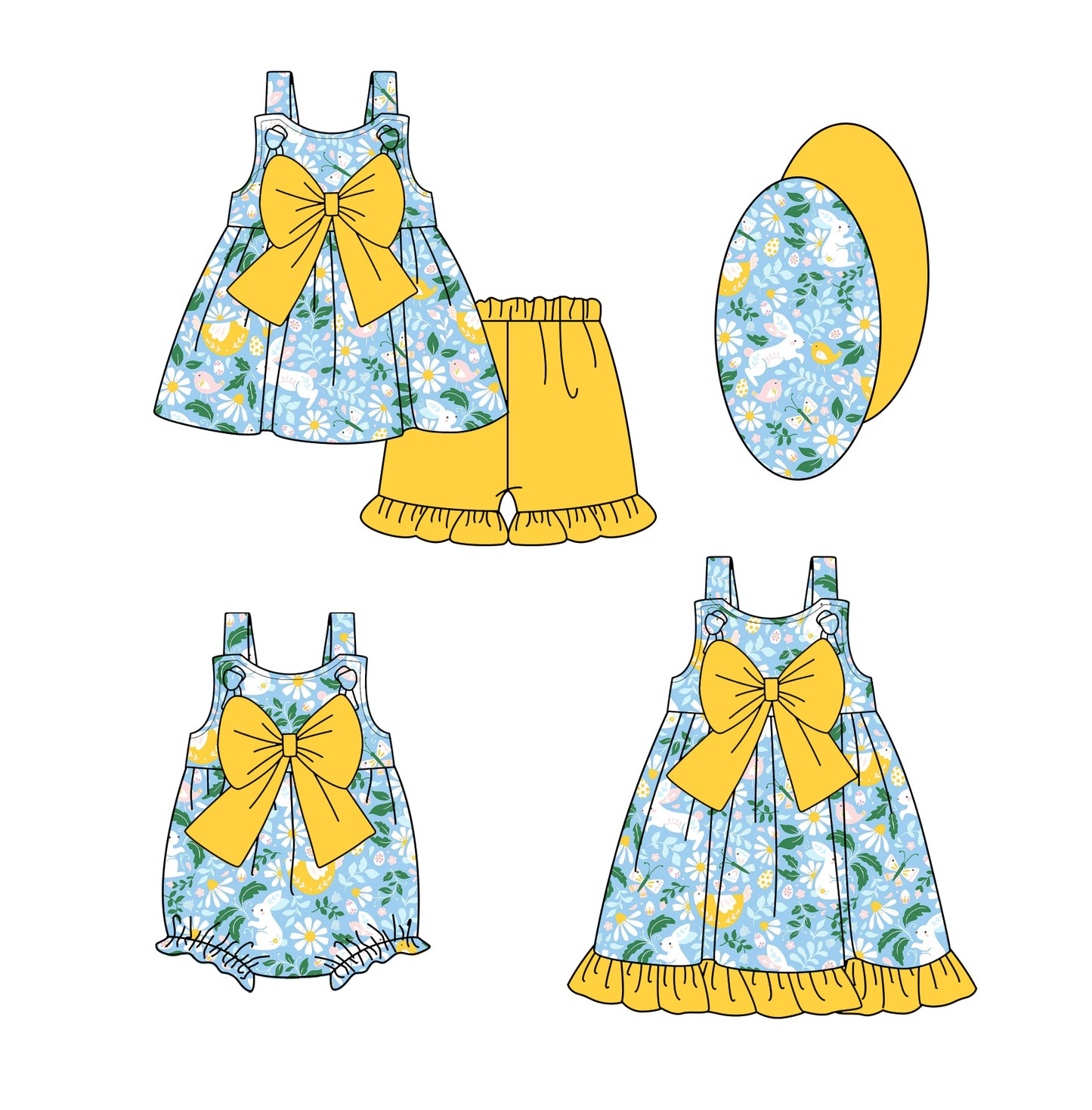 1.13 custom each style moq 5eta 4-6week Sibling Sisters floral baby girl short sleeve shorts sets and dress and rompers match family design