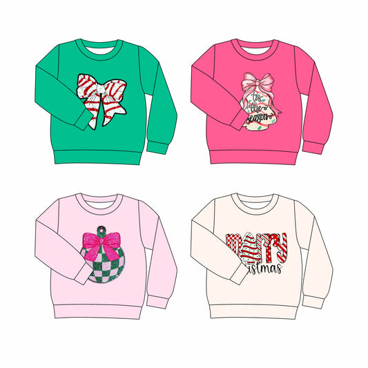 25.6.6 custom each style moq 5eta 4-6week Sibling Sisters Christmas baby girl long sleeve top 1 and top 4 match family design